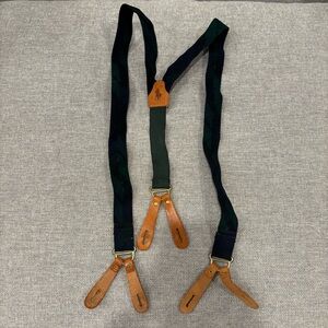 Vintage Polo by Ralph Lauren Black and Green Plaid Suspenders